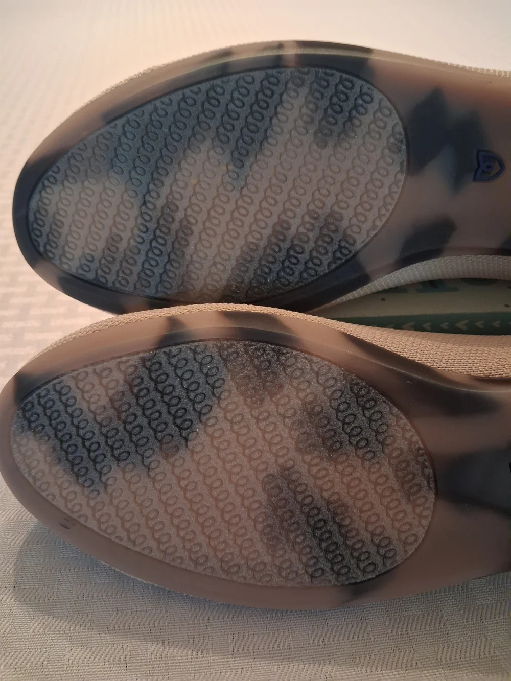 Rothy's Women's Beige Knit Ballet Flats with Navy Trim - Picture 9 of 13